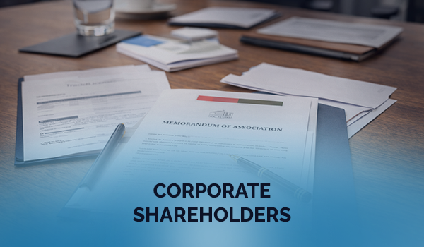 Trade license or Certificate of Incorporation, Memorandum of Association (MOA), Board resolution for company setup, UBO list.